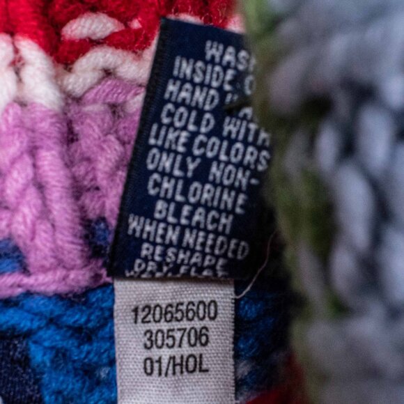 GAP Multicolor Striped Sweater Y2K Chunky Knit Turtleneck Holiday Large Womens - Picture 8 of 9